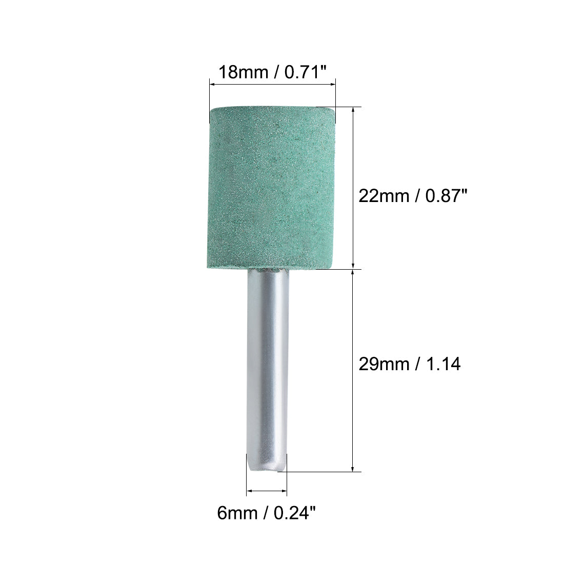 Harfington 18mm Rubber Mounted Points Cylinder with 1/4-inch Shank Polishing Buffing Wheels for Rotary Tools Green 10 Pcs