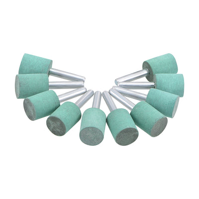 Harfington 18mm Rubber Mounted Points Cylinder with 1/4-inch Shank Polishing Buffing Wheels for Rotary Tools Green 10 Pcs
