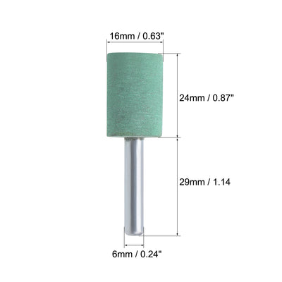 Harfington 16mm Rubber Mounted Points Cylinder with 1/4-inch Shank Polishing Buffing Wheels for Rotary Tools Green 5 Pcs