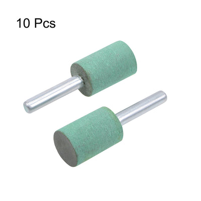 Harfington 16mm Rubber Mounted Points Cylinder with 1/4-inch Shank Polishing Buffing Wheels for Rotary Tools Green 10 Pcs