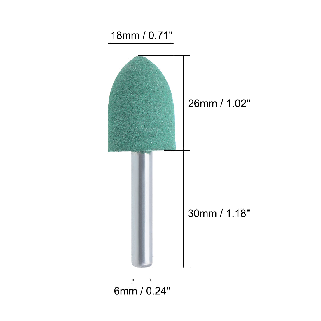 Harfington 18mm Rubber Mounted Points Tapered with 1/4-inch Shank Polishing Buffing Wheels for Rotary Tools Green 5 Pcs