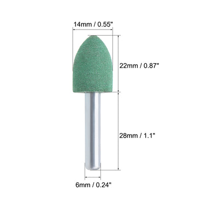 Harfington 14mm Rubber Mounted Points Tapered with 1/4-inch Shank Polishing Buffing Wheels for Rotary Tools Green 15 Pcs