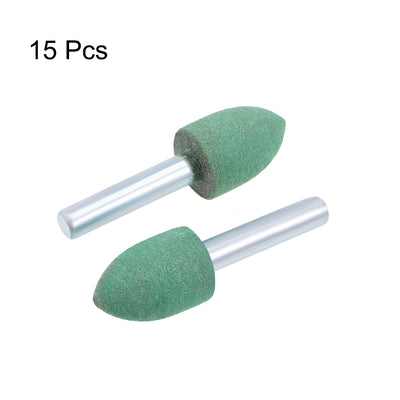 Harfington 14mm Rubber Mounted Points Tapered with 1/4-inch Shank Polishing Buffing Wheels for Rotary Tools Green 15 Pcs