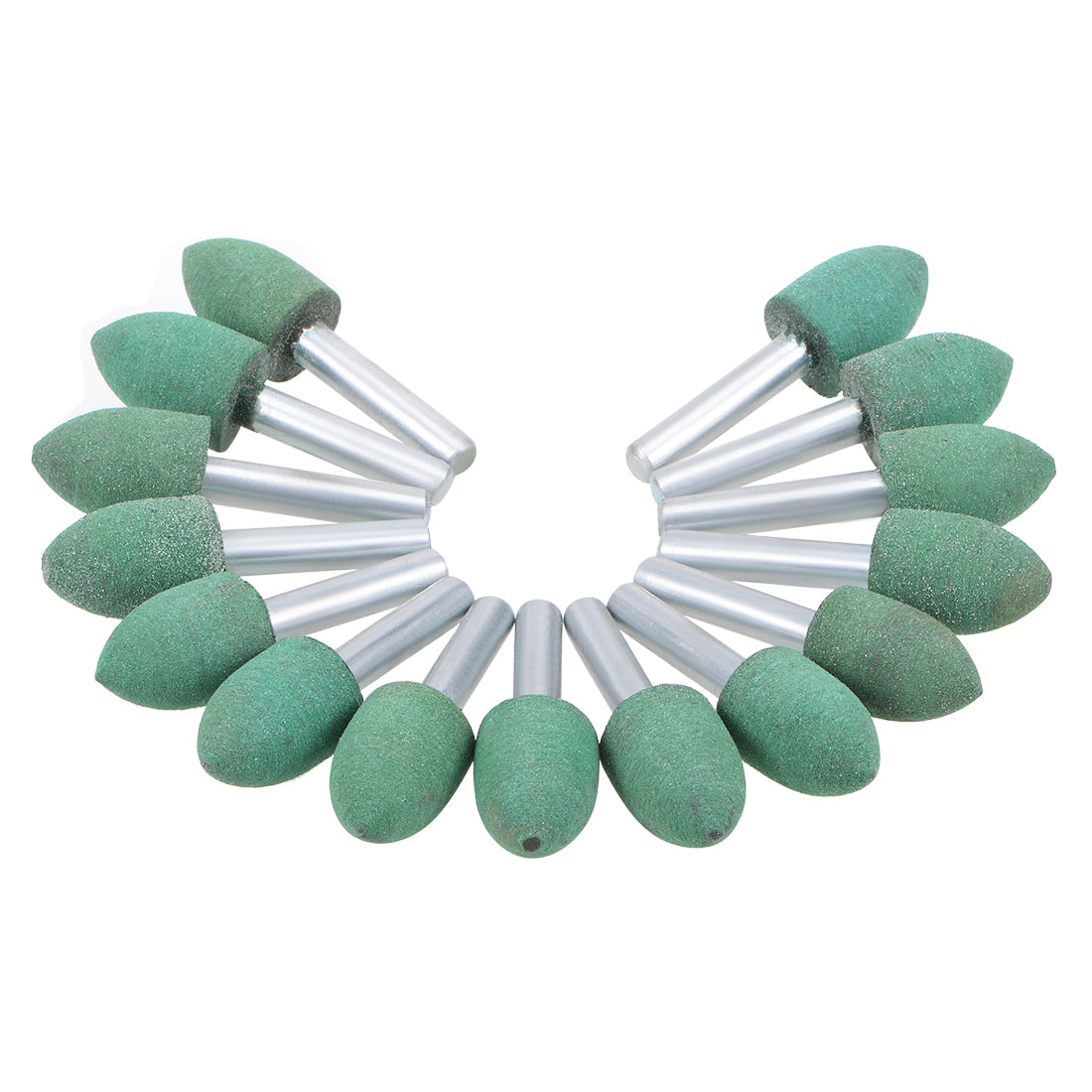 Harfington 14mm Rubber Mounted Points Tapered with 1/4-inch Shank Polishing Buffing Wheels for Rotary Tools Green 15 Pcs