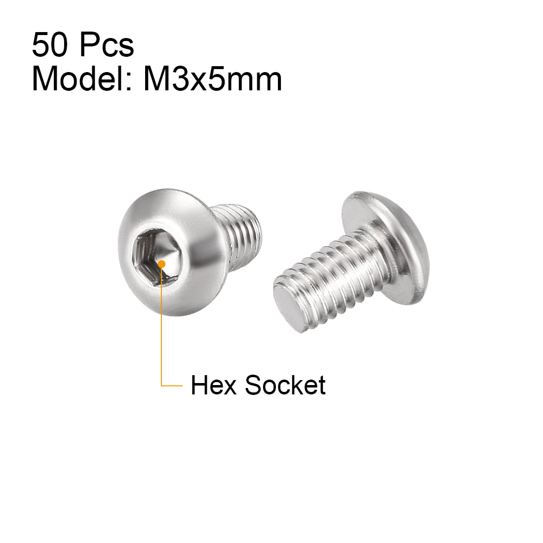 Harfington 50PCS Hex Socket Round Head Machine Screw