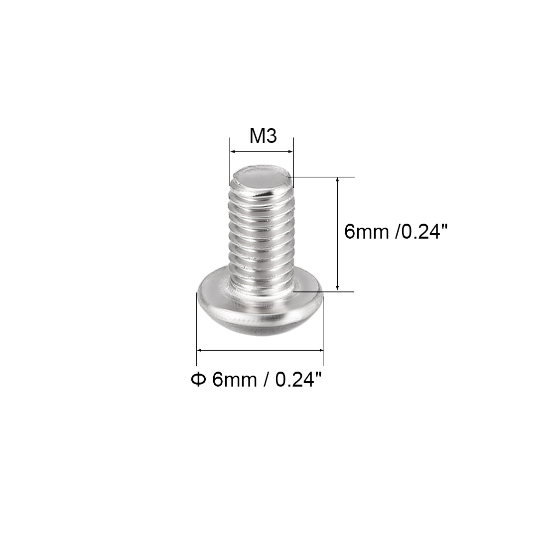 Harfington M3x6mm Machine Screws Hex Socket Round Head Screw 304 Stainless Steel Fasteners Bolts 100pcs