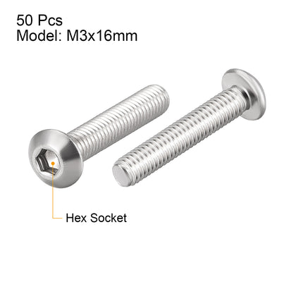 Harfington 50PCS Hex Socket Round Head Machine Screw
