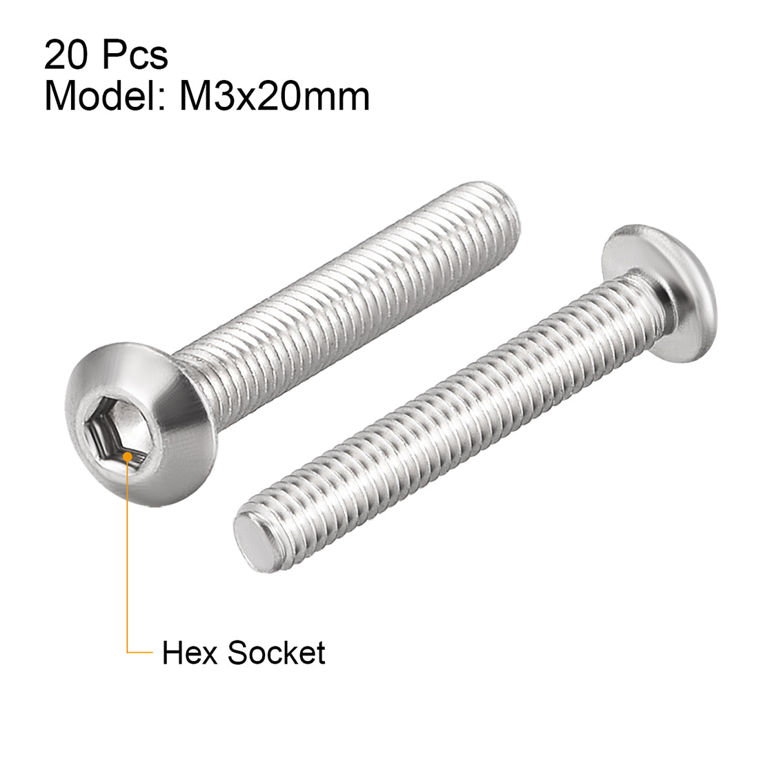 Harfington 20PCS Hex Socket Round Head Machine Screw
