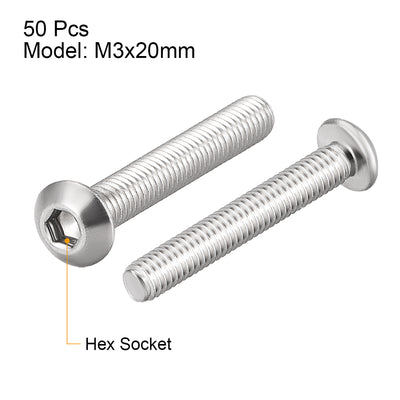Harfington 50PCS Hex Socket Round Head Machine Screw