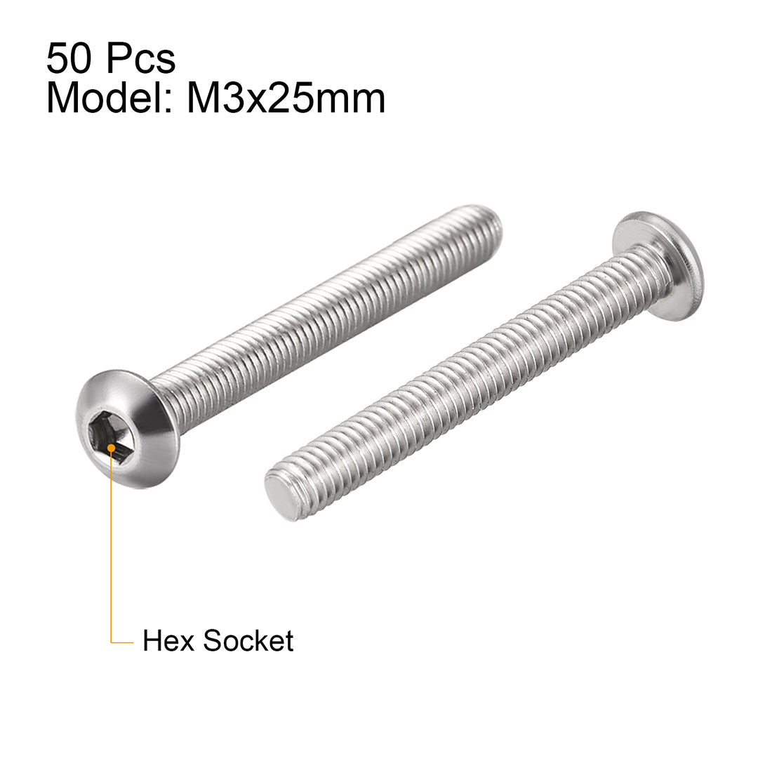 Harfington 50PCS Hex Socket Round Head Machine Screw