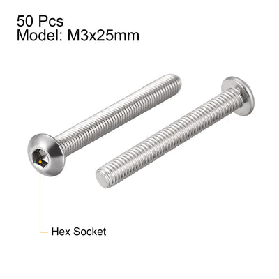 Harfington 50PCS Hex Socket Round Head Machine Screw
