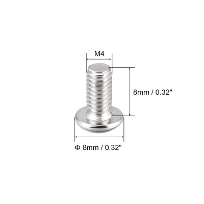 Harfington M4x8mm Machine Screws Hex Socket Round Head Screw 304 Stainless Steel Fasteners Bolts 20pcs