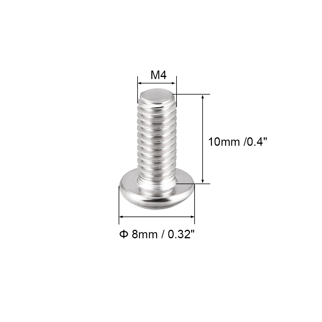 Harfington M4x10mm Machine Screws Hex Socket Round Head Screw 304 Stainless Steel Fasteners Bolts 20pcs