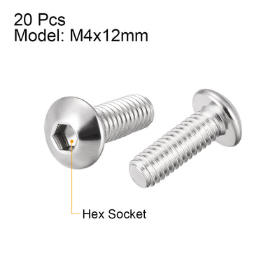 Harfington 20PCS Hex Socket Round Head Machine Screw