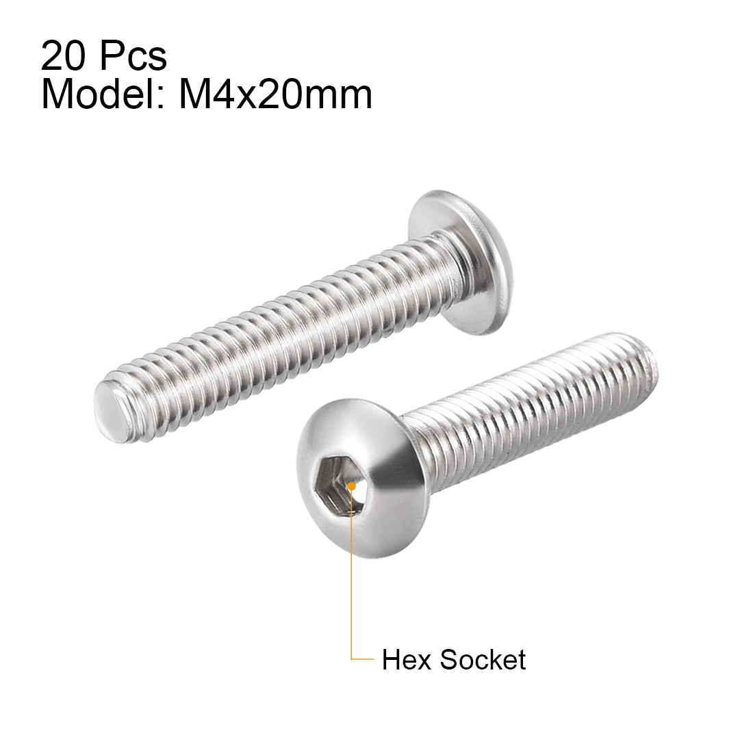 Harfington 20PCS Hex Socket Round Head Machine Screw