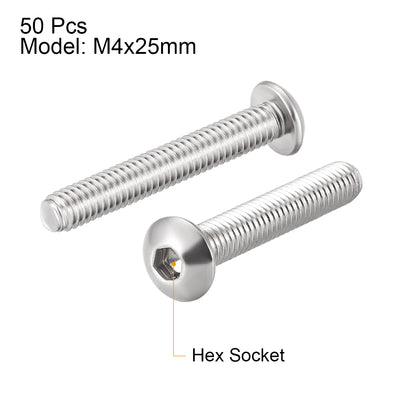 Harfington 50PCS Hex Socket Round Head Machine Screw
