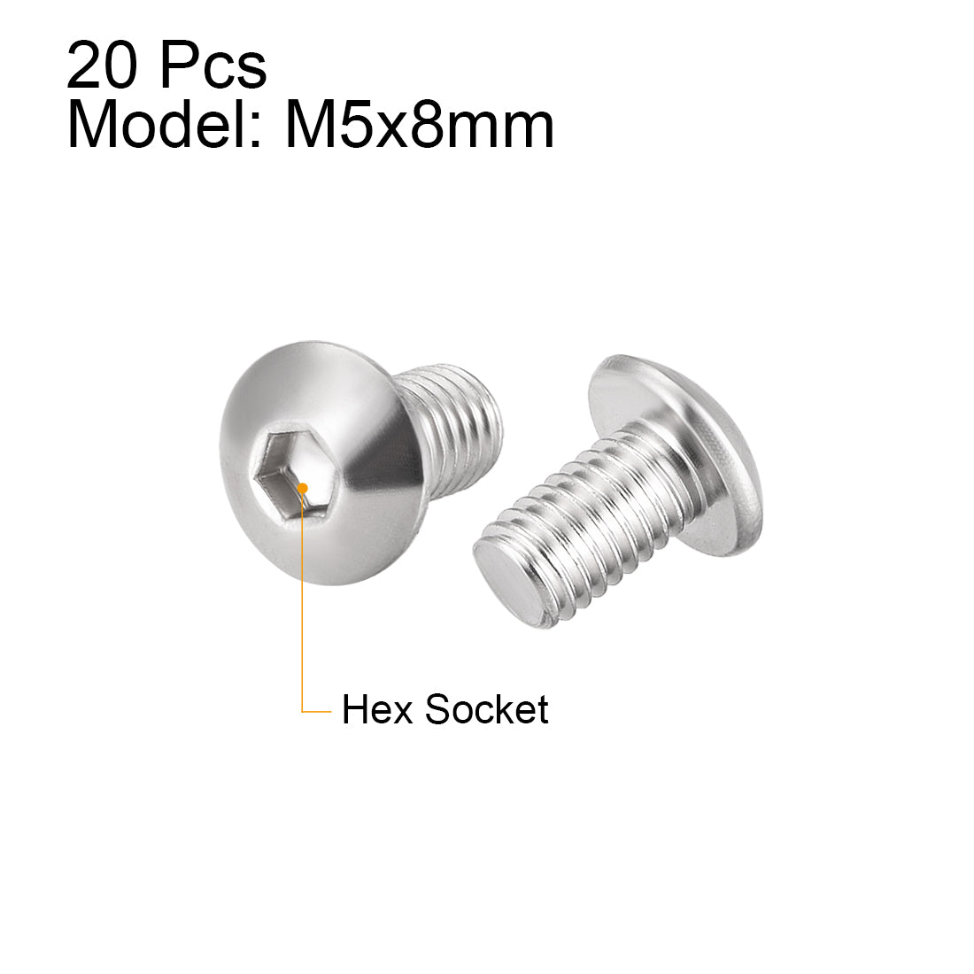 Harfington Machine Screws, Hex Socket Round Head Screws 304 Stainless Steel Fasteners Bolt 20PCS