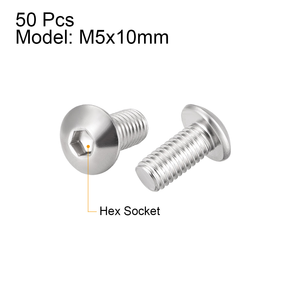 Harfington 50PCS Hex Socket Round Head Machine Screw