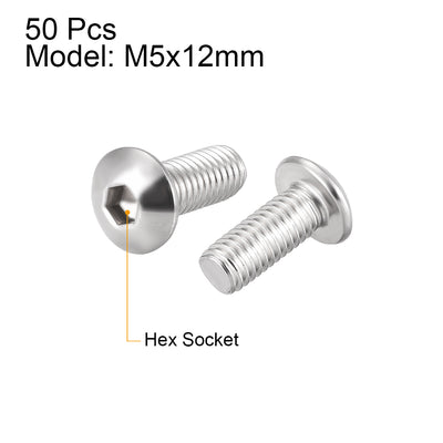 Harfington 50PCS Hex Socket Round Head Machine Screw