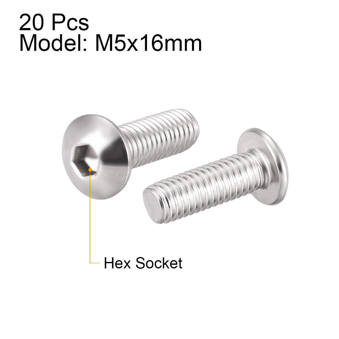 Harfington Machine Screws, Hex Socket Round Head Screws 304 Stainless Steel Fasteners Bolt 20PCS