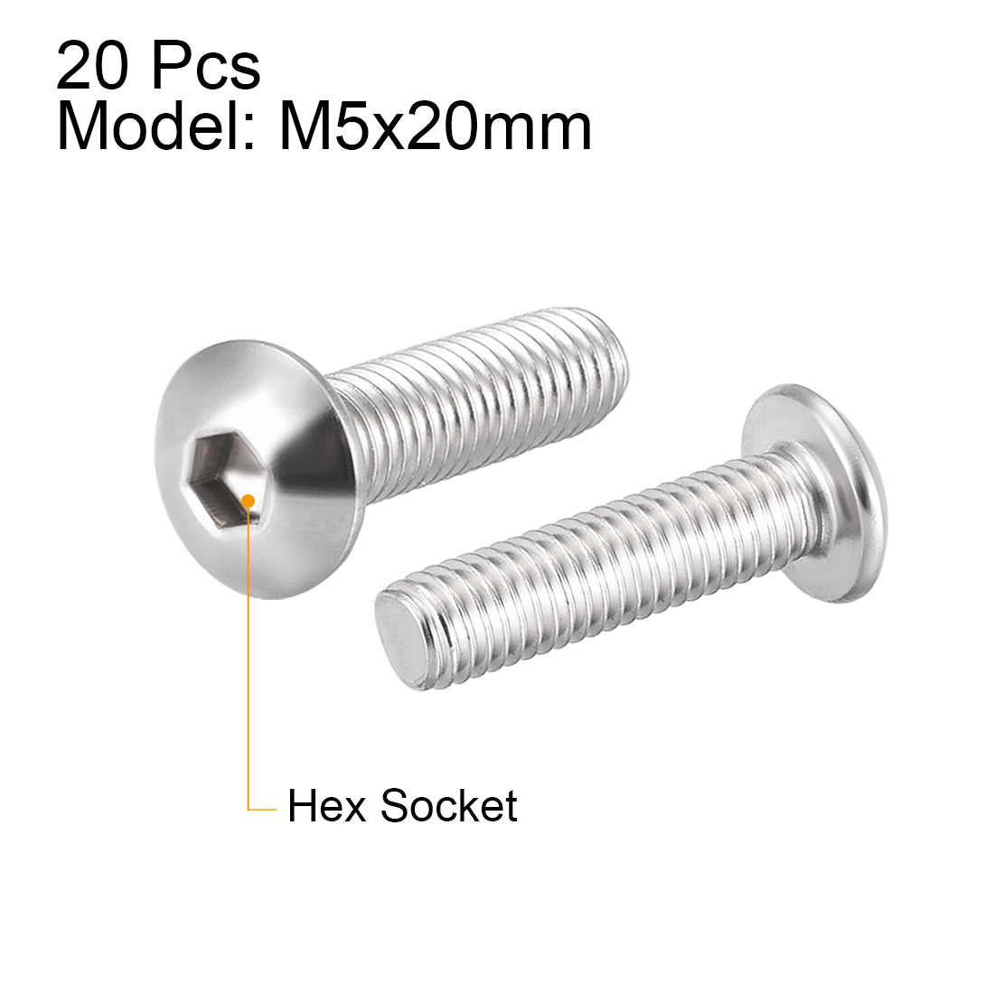 Harfington Machine Screws, Hex Socket Round Head Screws 304 Stainless Steel Fasteners Bolt 20PCS
