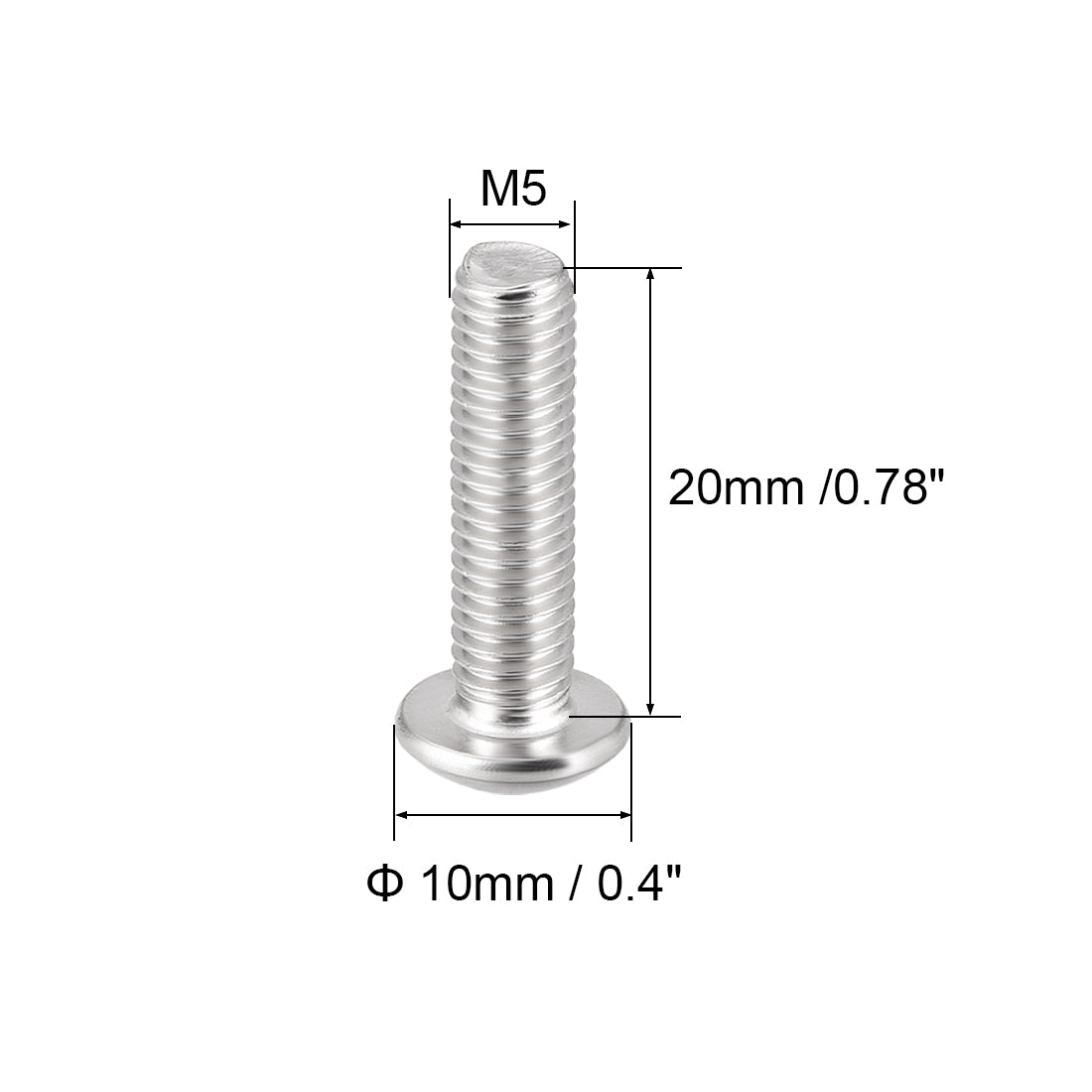 Harfington Machine Screws, Hex Socket Round Head Screws 304 Stainless Steel Fasteners Bolt 20PCS