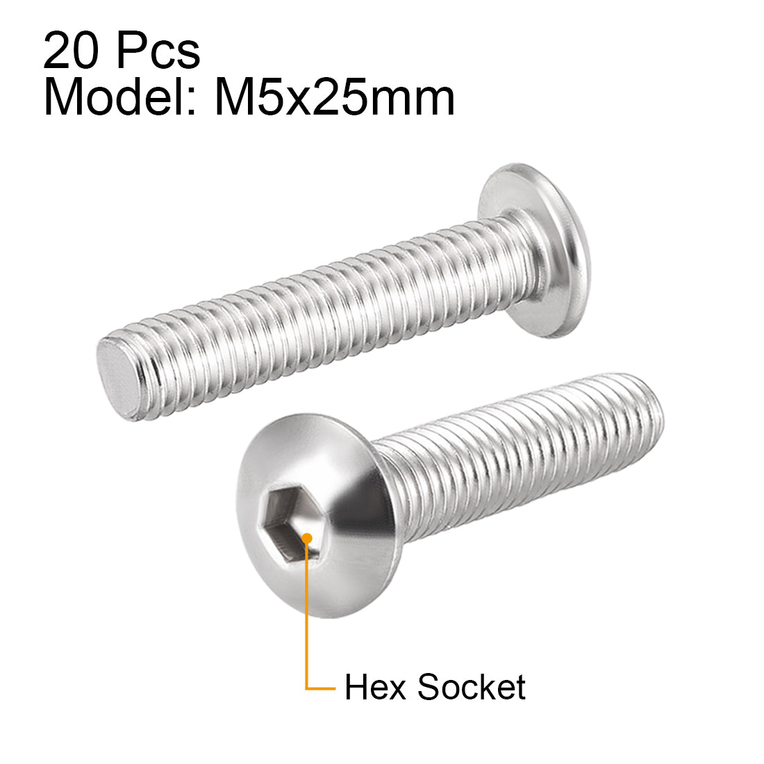 Harfington Machine Screws, Hex Socket Round Head Screws 304 Stainless Steel Fasteners Bolt 20PCS