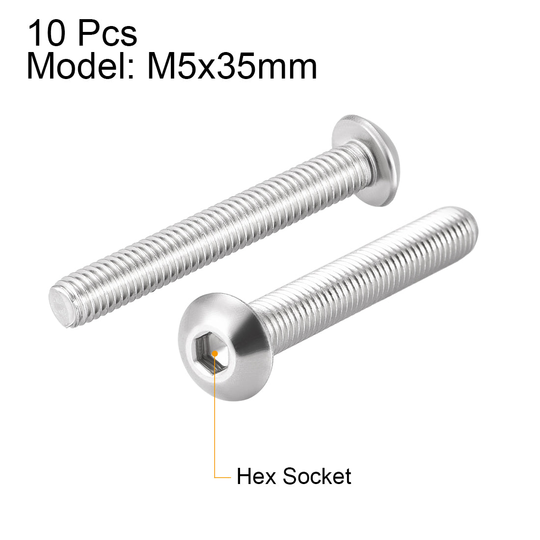 Harfington 10PCS Hex Socket Round Head Machine Screws