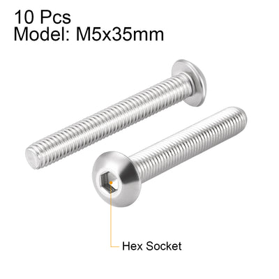 Harfington 10PCS Hex Socket Round Head Machine Screws