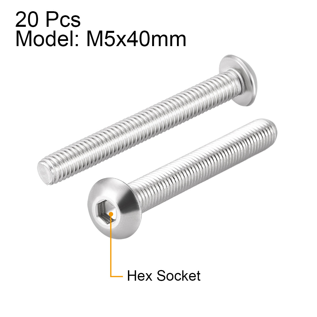 Harfington Machine Screws, Hex Socket Round Head Screws 304 Stainless Steel Fasteners Bolt 20PCS