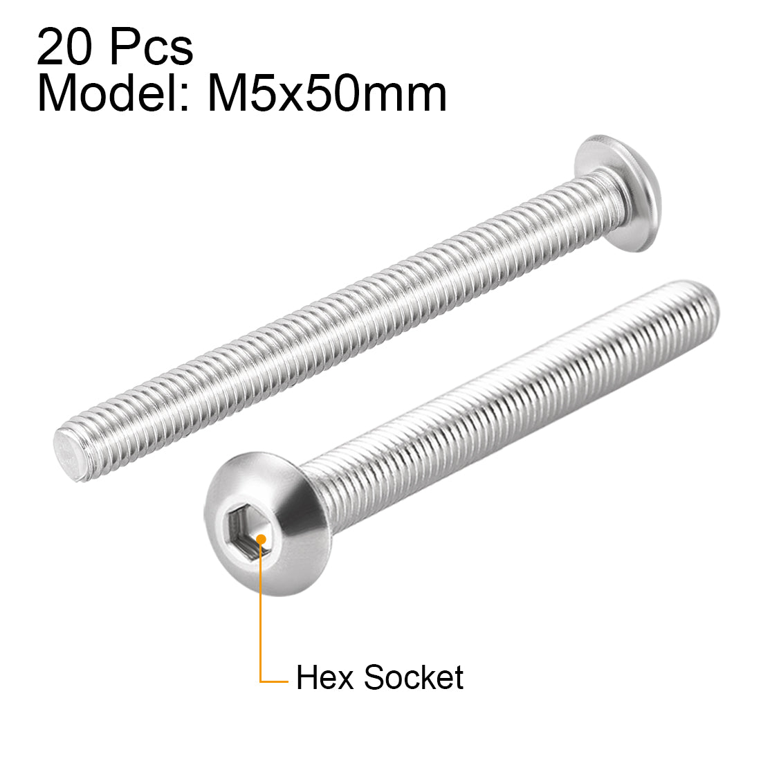 Harfington Machine Screws, Hex Socket Round Head Screws 304 Stainless Steel Fasteners Bolt 20PCS
