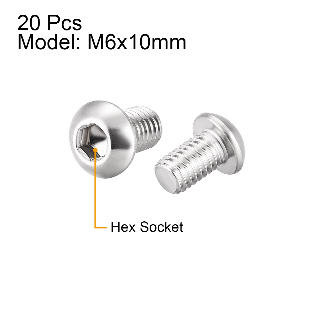 Harfington Machine Screws, Hex Socket Round Head Screws 304 Stainless Steel Fasteners Bolt 20PCS