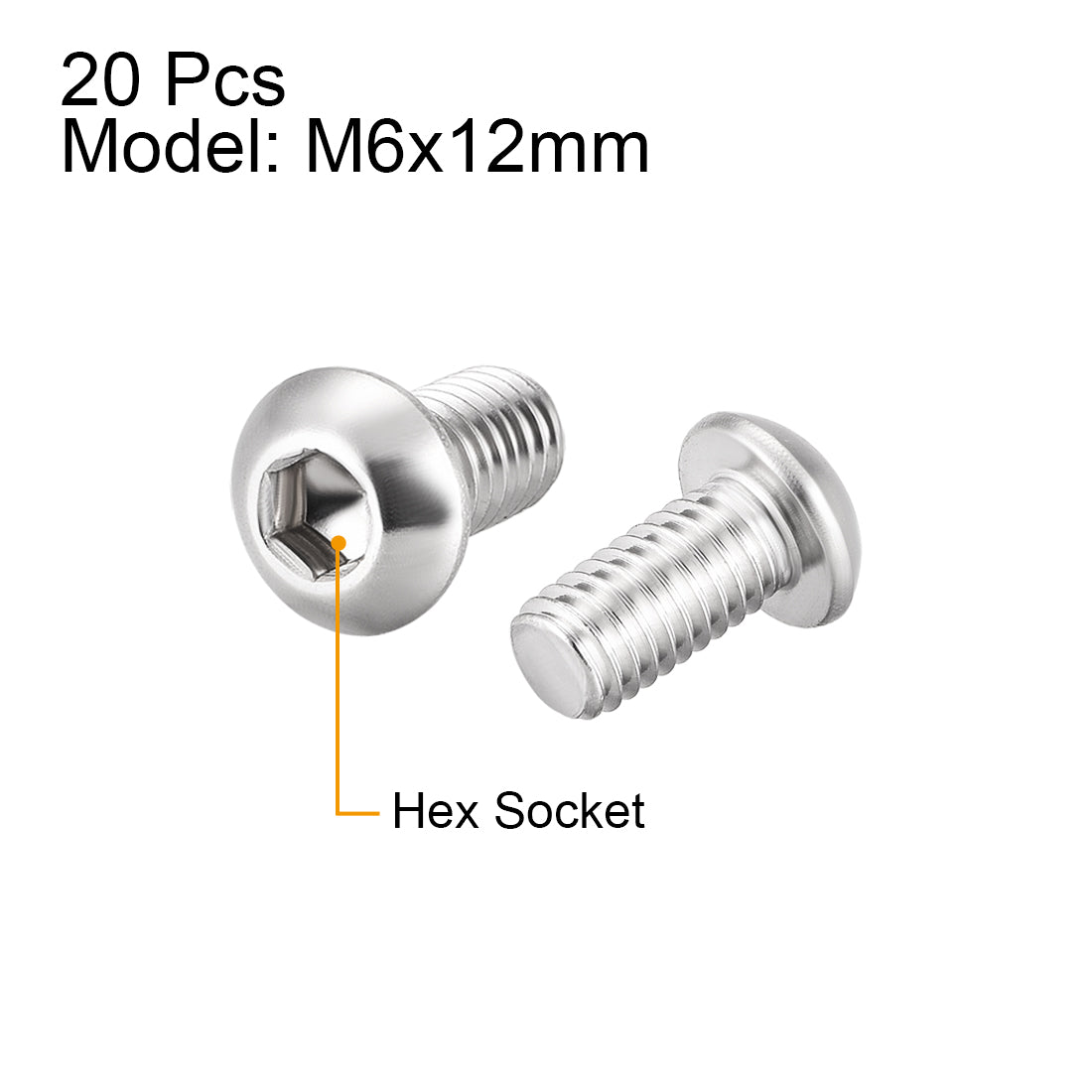 Harfington Machine Screws, Hex Socket Round Head Screws 304 Stainless Steel Fasteners Bolt 20PCS