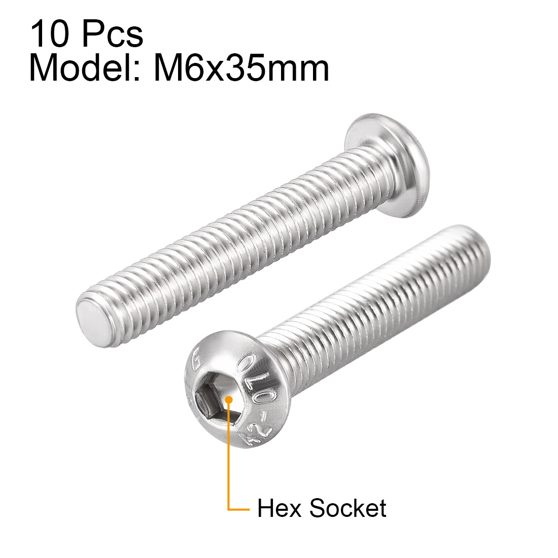 Harfington 10PCS Hex Socket Round Head Machine Screws