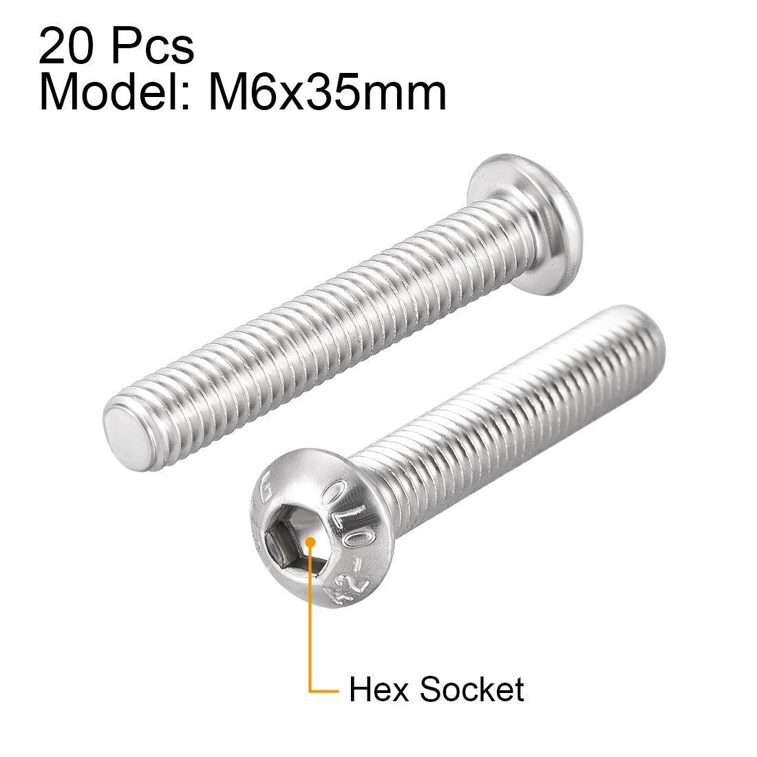 Harfington Machine Screws, Hex Socket Round Head Screws 304 Stainless Steel Fasteners Bolt 20PCS