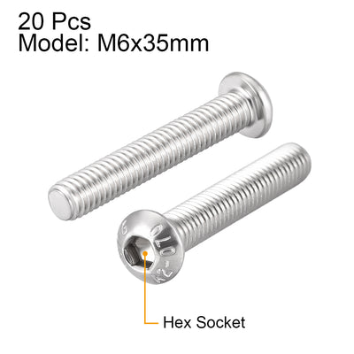 Harfington Machine Screws, Hex Socket Round Head Screws 304 Stainless Steel Fasteners Bolt 20PCS