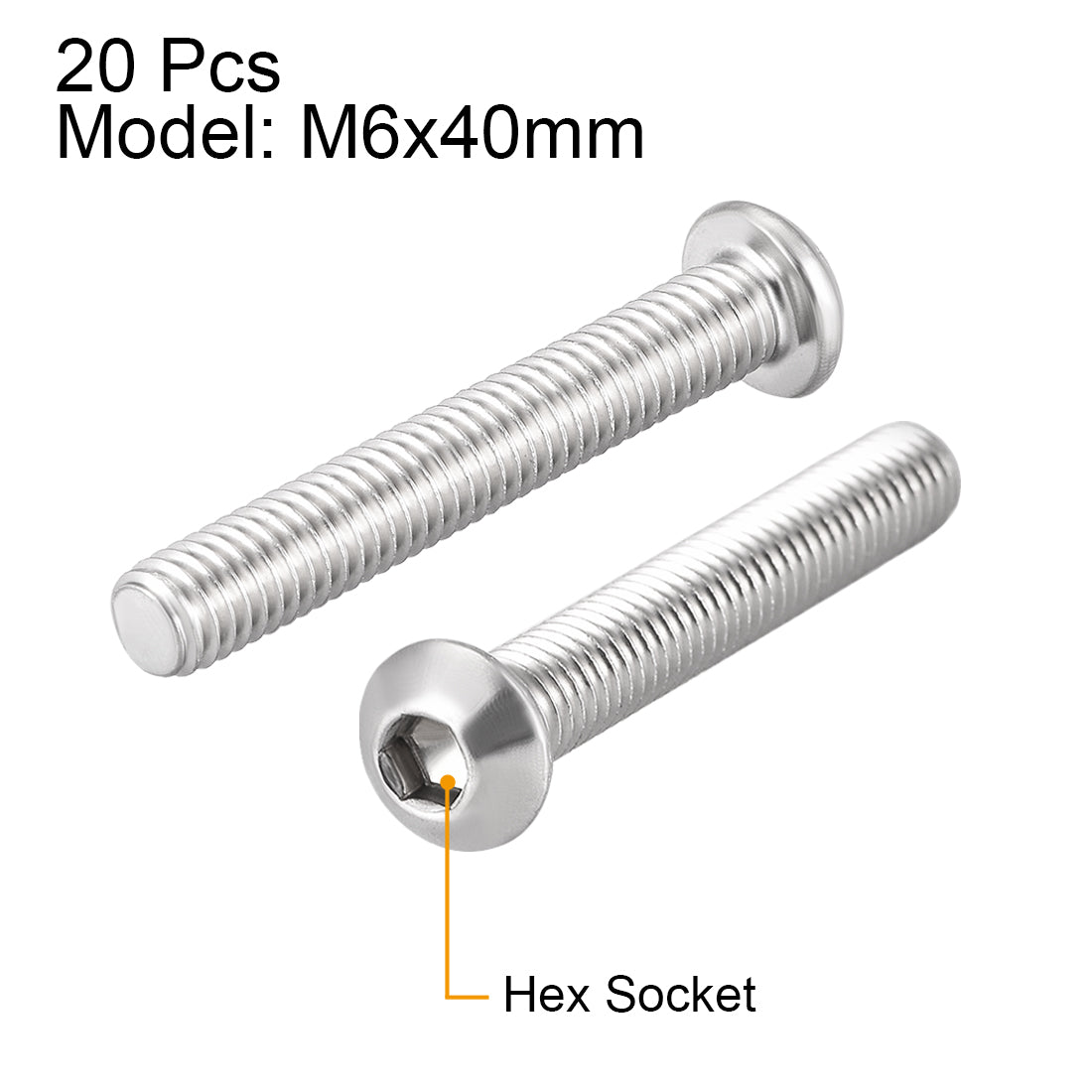 Harfington Machine Screws, Hex Socket Round Head Screws 304 Stainless Steel Fasteners Bolt 20PCS