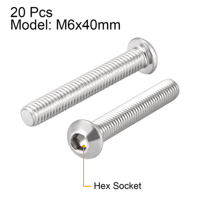 Harfington Machine Screws, Hex Socket Round Head Screws 304 Stainless Steel Fasteners Bolt 20PCS