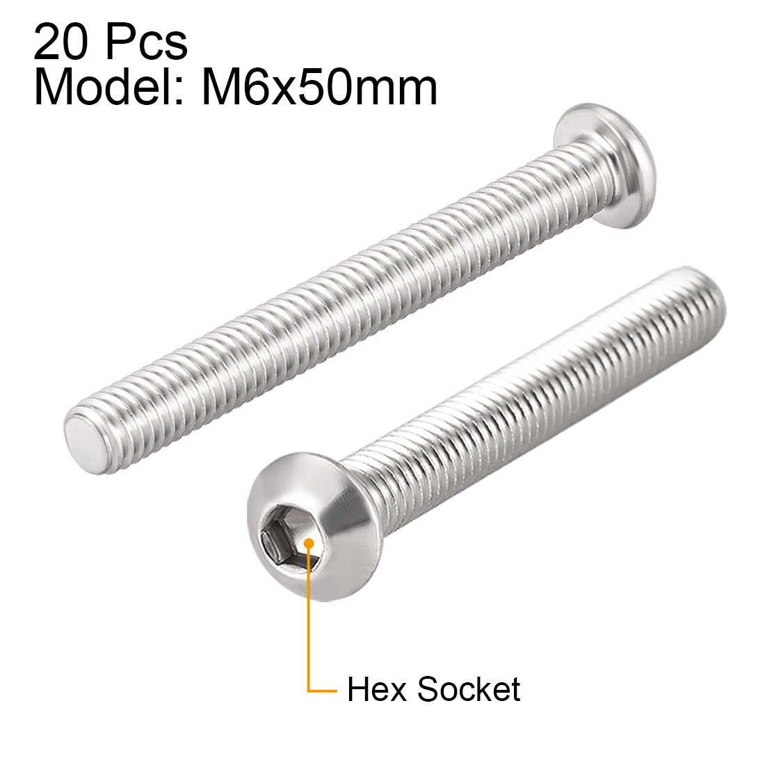 Harfington Machine Screws, Hex Socket Round Head Screws 304 Stainless Steel Fasteners Bolt 20PCS