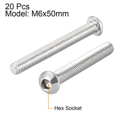 Harfington Machine Screws, Hex Socket Round Head Screws 304 Stainless Steel Fasteners Bolt 20PCS