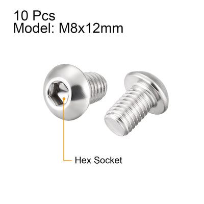 Harfington 10PCS Hex Socket Round Head Machine Screws