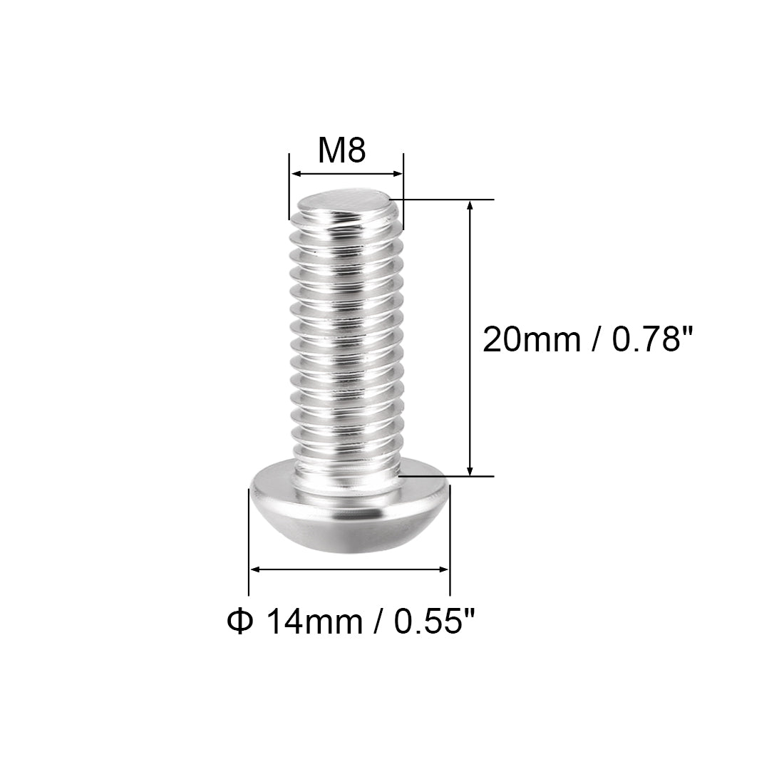 Harfington M8x20mm Machine Screws Hex Socket Round Head Screw 304 Stainless Steel Fasteners Bolts 5pcs