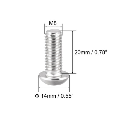 Harfington M8x20mm Machine Screws Hex Socket Round Head Screw 304 Stainless Steel Fasteners Bolts 5pcs