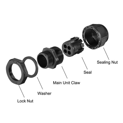 Harfington Cable Gland Waterproof Plastic Connector Adjustable Locknut with 4 Holes
