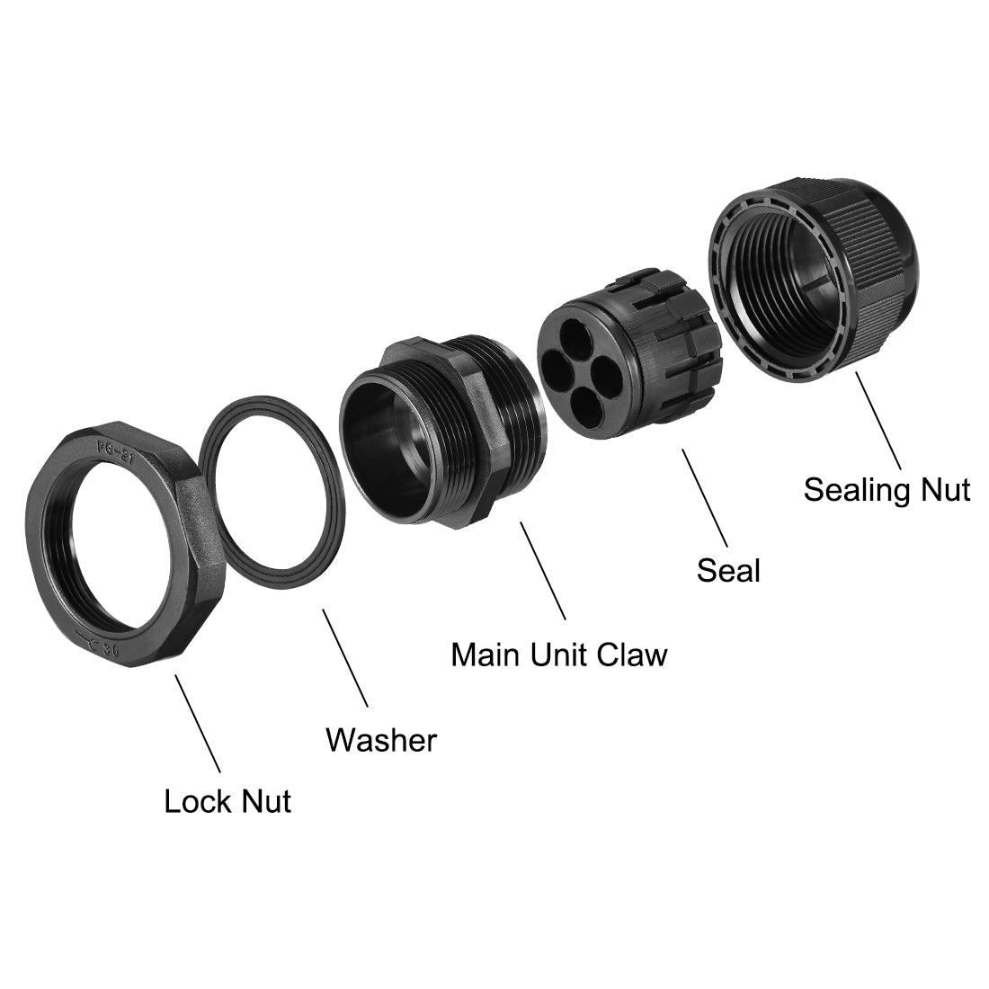 Harfington Cable Gland Waterproof Plastic Connector Adjustable Locknut with 4 Holes