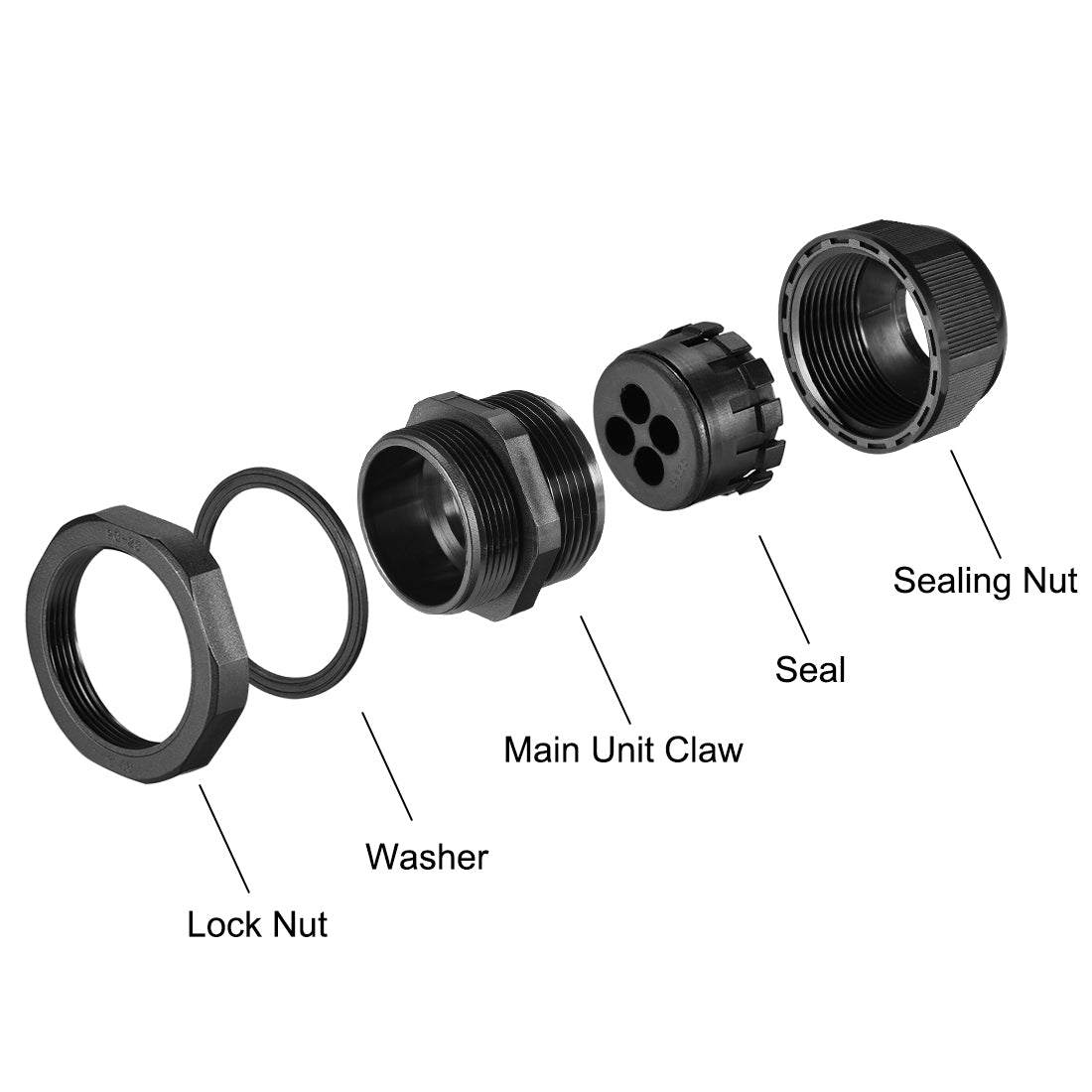 Harfington Cable Gland Waterproof Plastic Connector Adjustable Locknut with 4 Holes