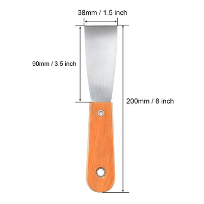 Harfington Putty Taping Paint Scraper 1.5" Cr-V Steel Stiff Broad Blade with Wooden Handle for Wall Floor Tile 2pcs