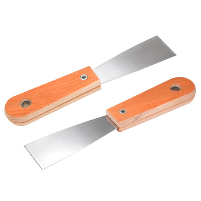 Harfington Putty Taping Paint Scraper 1.5" Cr-V Steel Stiff Broad Blade with Wooden Handle for Wall Floor Tile 2pcs