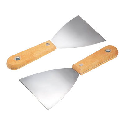 Harfington Putty Taping Paint Scraper 4" Cr-V Steel Stiff Broad Blade with Wooden Handle for Wall Floor Tile 2pcs