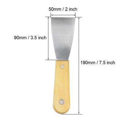 Harfington Putty Taping Paint Scraper 2" Cr-V Steel Stiff Broad Blade with Wooden Handle for Wall Floor Tile 3pcs